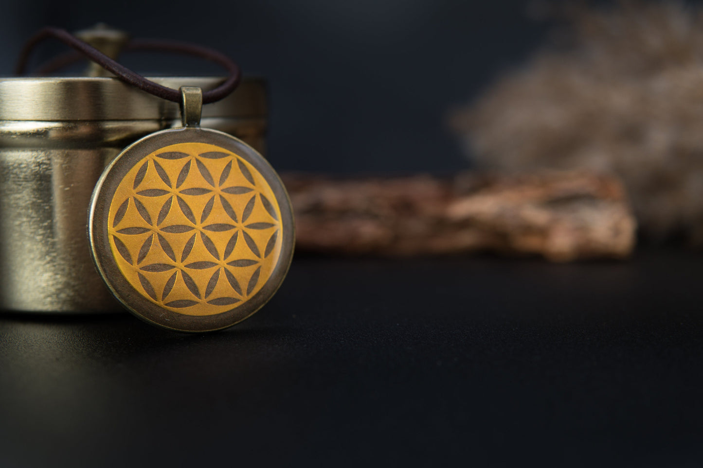 Orgonit Anhänger – Blume des Lebens in Bronze – Talisman für Erdung & Stabilität
