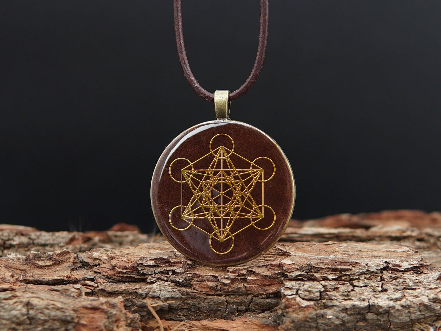 Metatron Orgonit Energieanhänger – Chi, Prana & Feng Shui in Braun Bronze