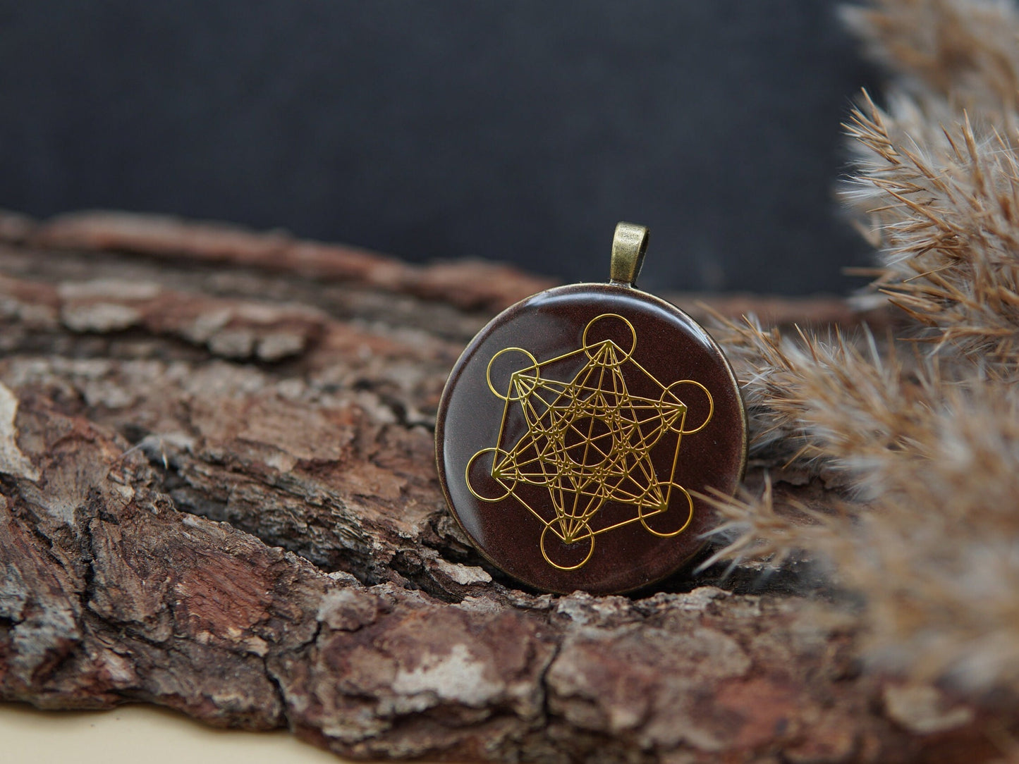 Metatron Orgonit Energieanhänger – Chi, Prana & Feng Shui in Braun Bronze