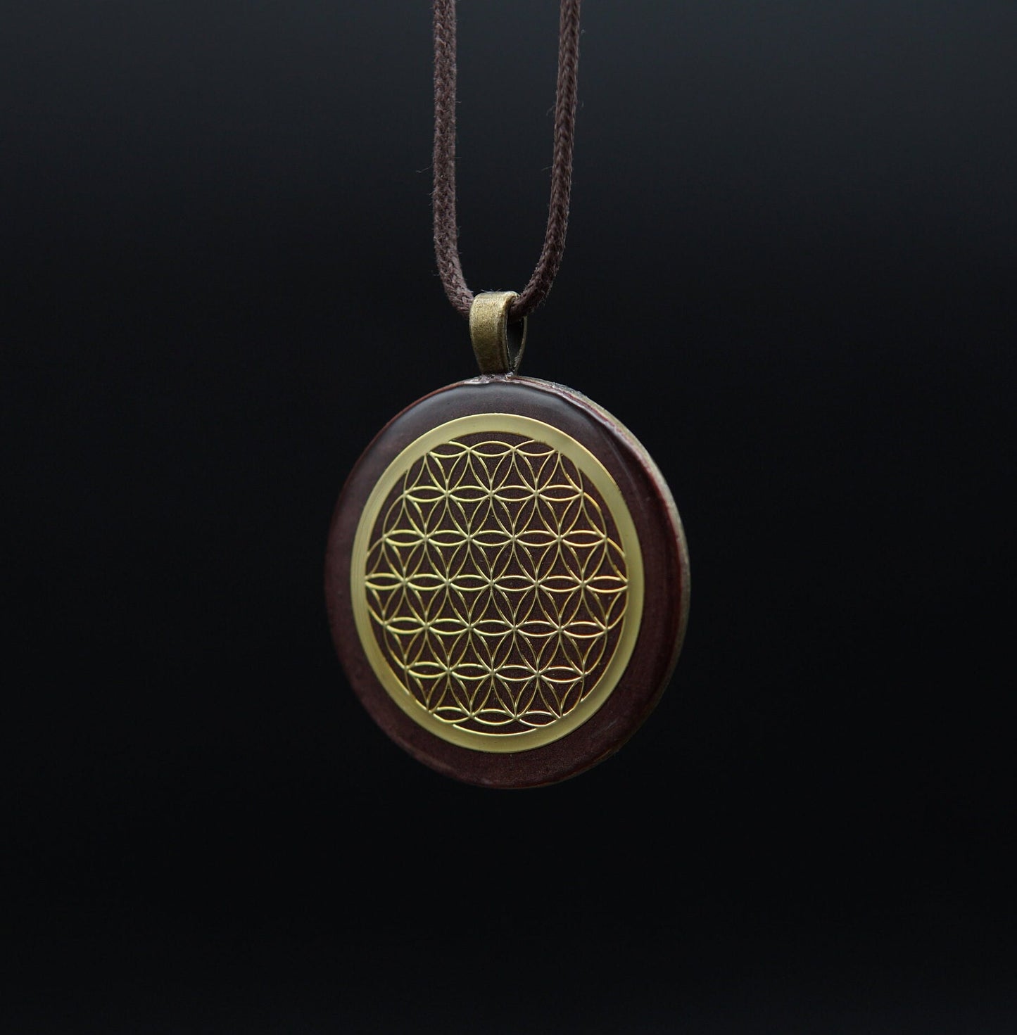 Blume des Lebens Orgonit – Lichtarbeit & Feng Shui Energieanhänger Braun Bronze
