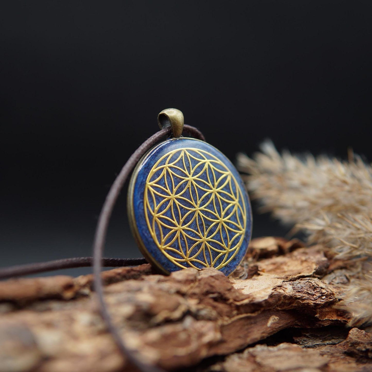 Blume des Lebens Orgonit Anhänger – Blaues Unisex Geschenk mit Heiliger Geometrie