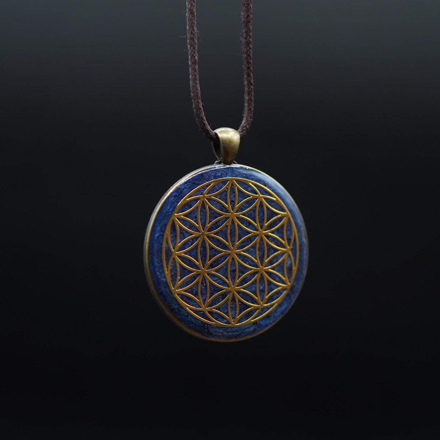 Blume des Lebens Orgonit Anhänger – Blaues Unisex Geschenk mit Heiliger Geometrie