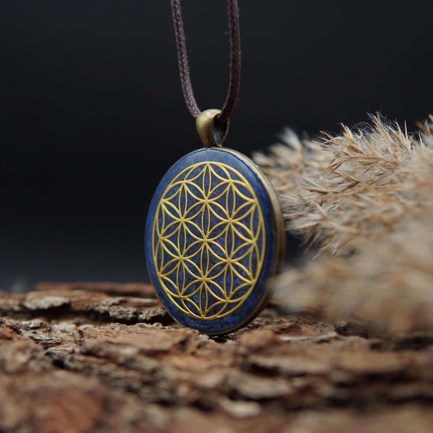 Blume des Lebens Orgonit Anhänger – Blaues Unisex Geschenk mit Heiliger Geometrie