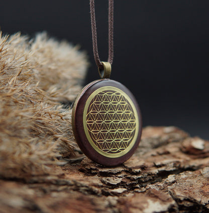 Blume des Lebens Orgonit – Lichtarbeit & Feng Shui Energieanhänger Braun Bronze