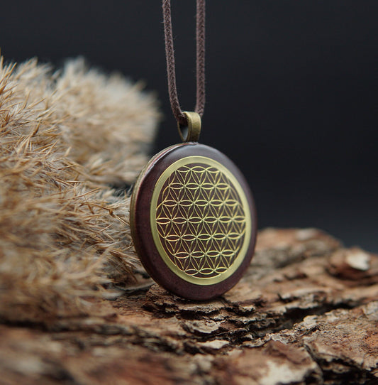 Blume des Lebens Orgonit – Lichtarbeit & Feng Shui Energieanhänger Braun Bronze