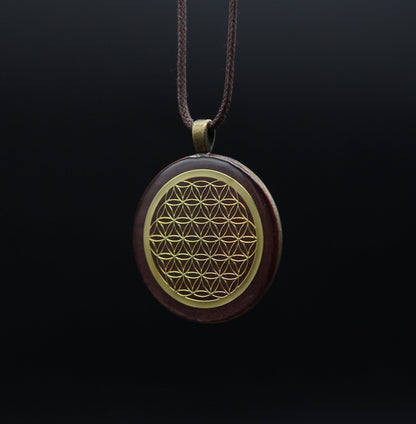 Blume des Lebens Orgonit – Lichtarbeit & Feng Shui Energieanhänger Braun Bronze