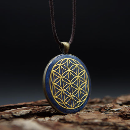 Blume des Lebens Orgonit Anhänger – Blaues Unisex Geschenk mit Heiliger Geometrie