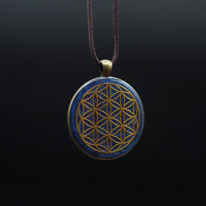 Blume des Lebens Orgonit Anhänger – Blaues Unisex Geschenk mit Heiliger Geometrie